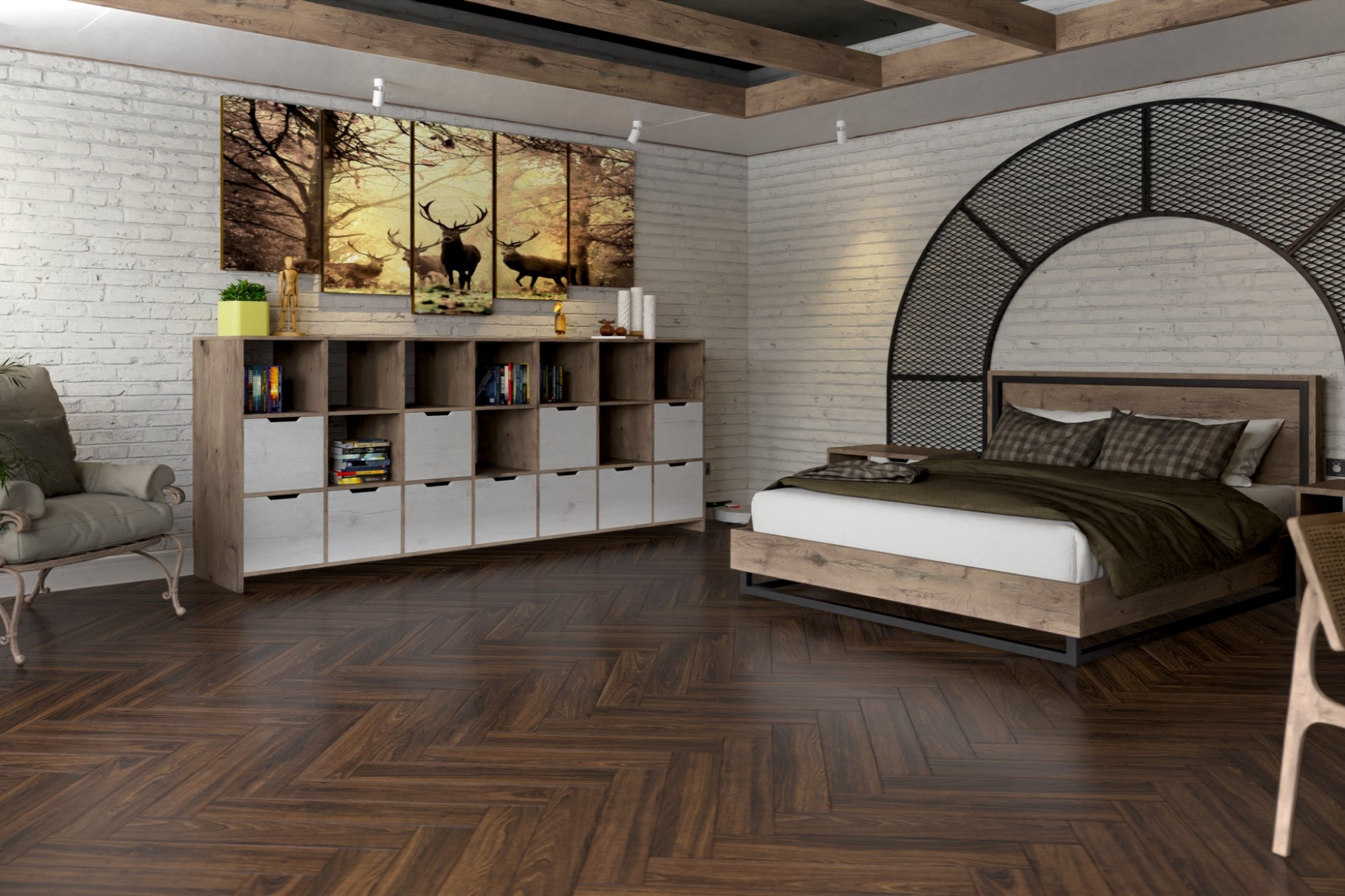 Инженерный паркет «Damy Floor» Каштановый (укладка елочкой) — купить в Волгодонске