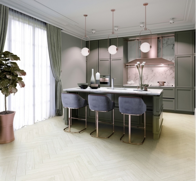 Виниловый ламинат SPC "Cronafloor" Herringbone Дуб Нант (640*128*4,5 мм) — купить в Волгодонске